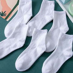 6 Pairs Solid Crew Sports Socks Women's Stockings