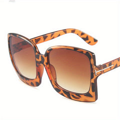 Oversized Square Frame Sunglasses Solid Gradient Lens Cat Eye Glasses