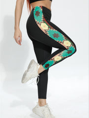 Geometric Print High Waist Tummy Control Yoga Leggings