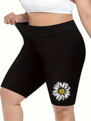 Flower Print High Rise Stretch Biker Shorts