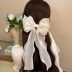 Mesh Bow Streamer Hair Clips for Girls