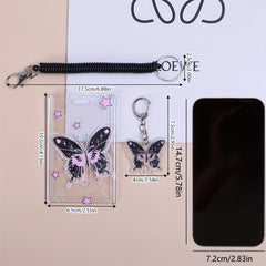 Crystal Butterfly Keychain Acrylic Card Cover Pendant 1 Pack