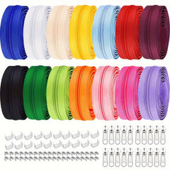 5 Rolls 10 Yards Nylon Coil Zipper By the Yard Continuous Zipper Sliders