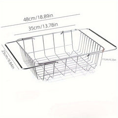 Kitchen Sink Drain Basket Telescopic Tableware Drain Rack