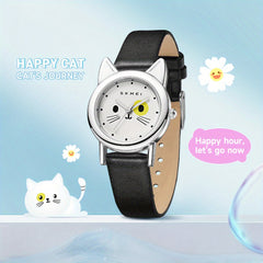 Cat Print Waterproof Quartz Watch for Boys Girls Teens Gift