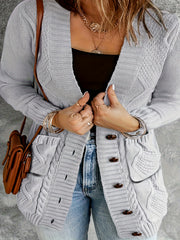 Casual Cardigan Solid Long Sleeve Button Up