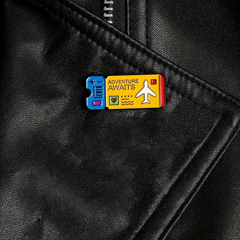 Stylish Airplane Ticket Brooch Metal Pin Buckle Accessory