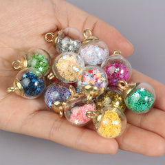 20pcs Colorful Star Sequins Glass Ball Pendant Craft Accessories