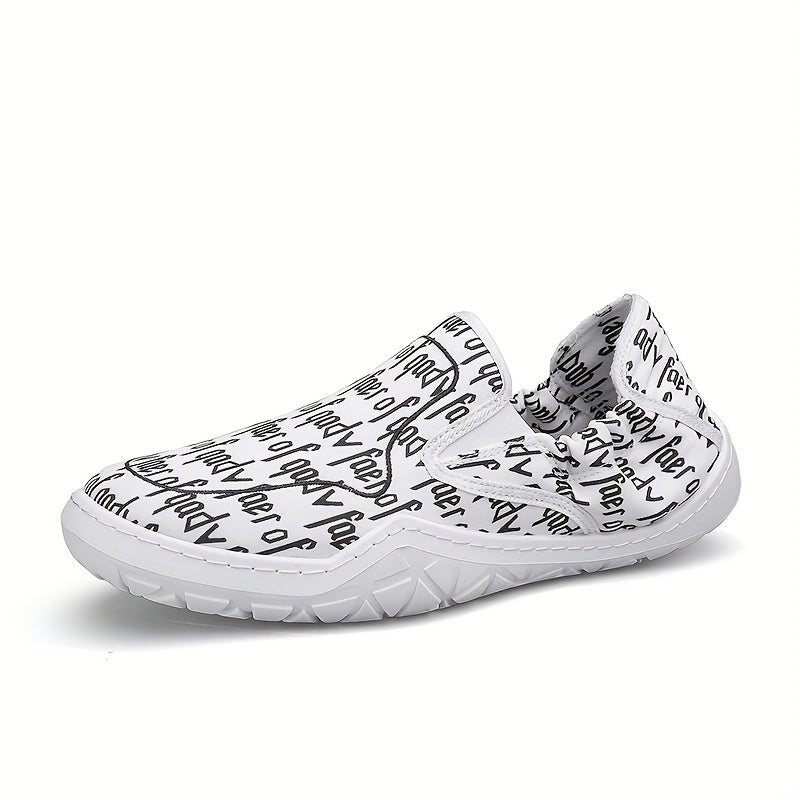 Men's Letter Print Slip On Canvas Shoes for Walking