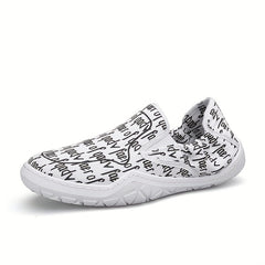 Men's Letter Print Slip On Canvas Shoes for Walking