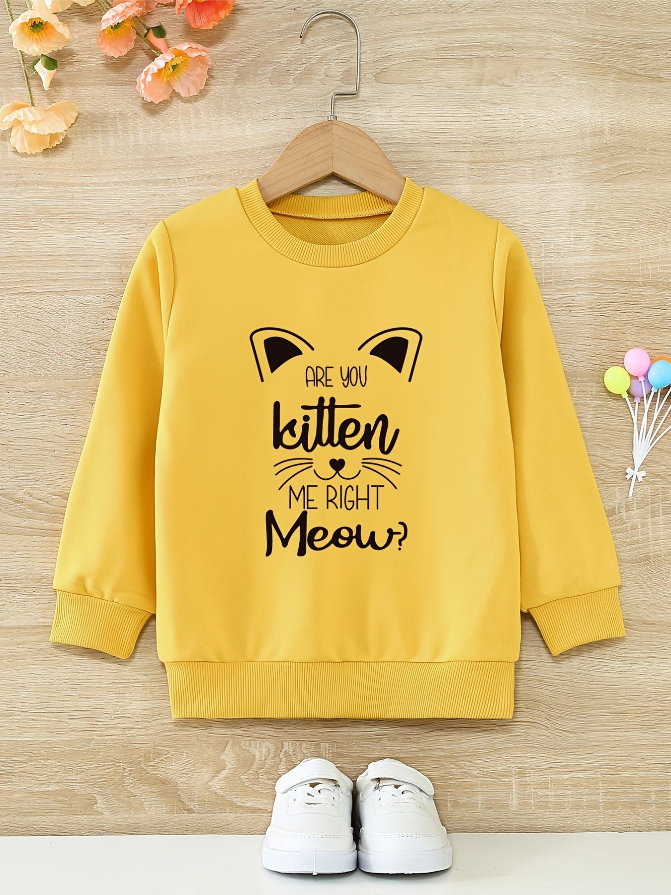Girls Fun 'Are You Kitten Me' Round Neck Active Pullovers