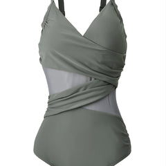 Mesh Criss Cross One Piece Swimsuit
