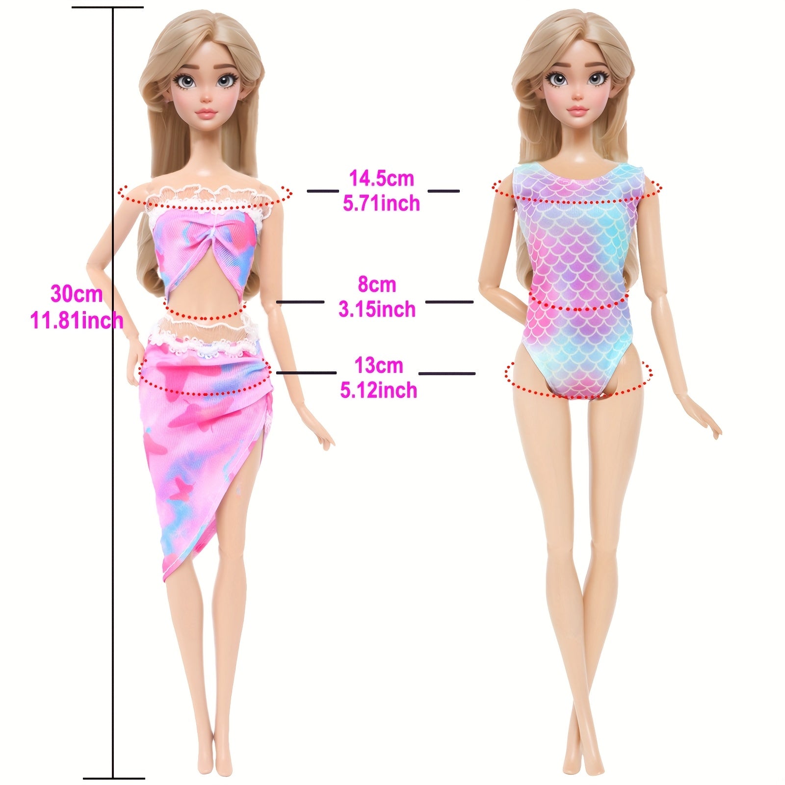 5pcs Doll Swimsuit Set for 11.5in Dolls Pool Beach Swimwear Accessories