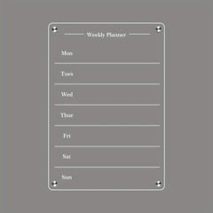 Acrylic Magnetic Weekly Calendar For Fridge - Clear Dry Erase Board