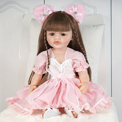 22" Simulative Doll Soft Glue Doll Water Bath Toy Wedding Dress Princess Doll