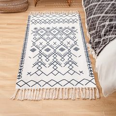 Boho Hand woven Linen Area Rugs With Tassels