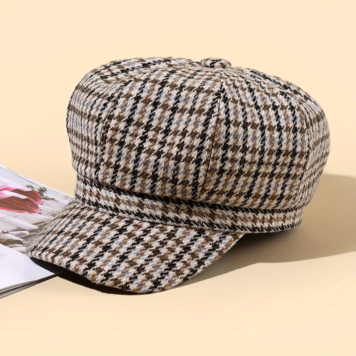 Plaid Octagonal Hat Outdoor Sun Hat Casual Cap Painter Hat