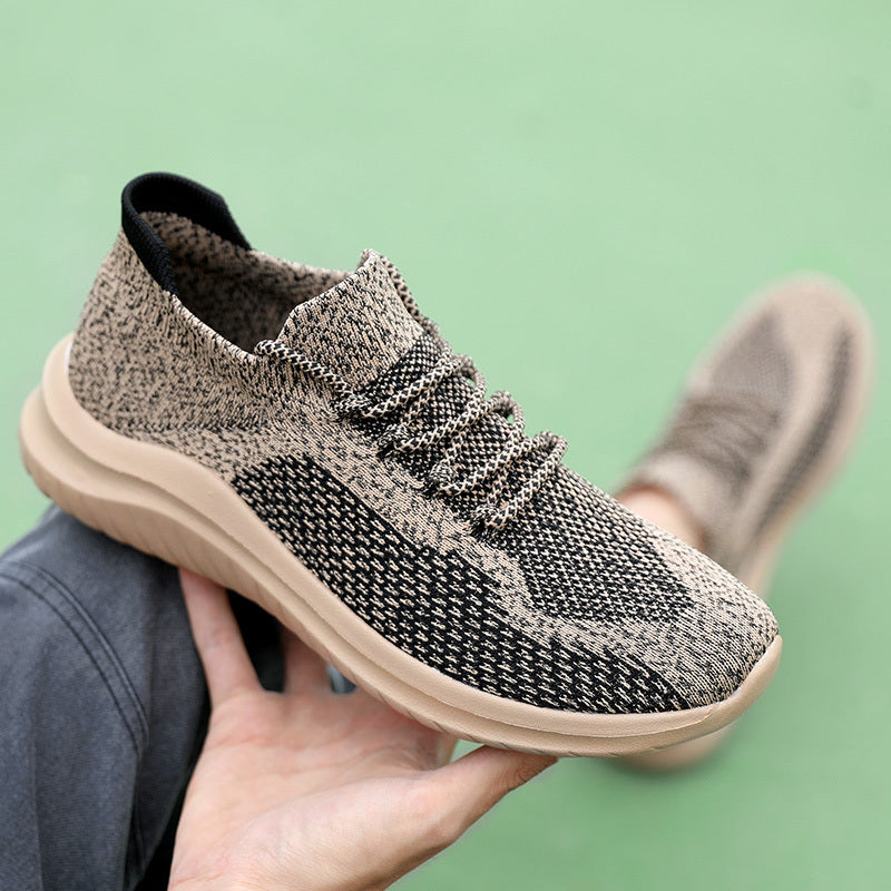 Men's Breathable Woven Sneakers - Lightweight Antislip Lace-Up