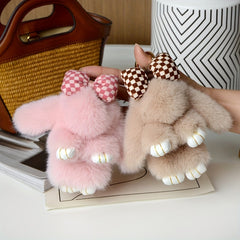 Soft Rabbit Fur Keychain Fluffy Rex Bunny Keychain Decoration