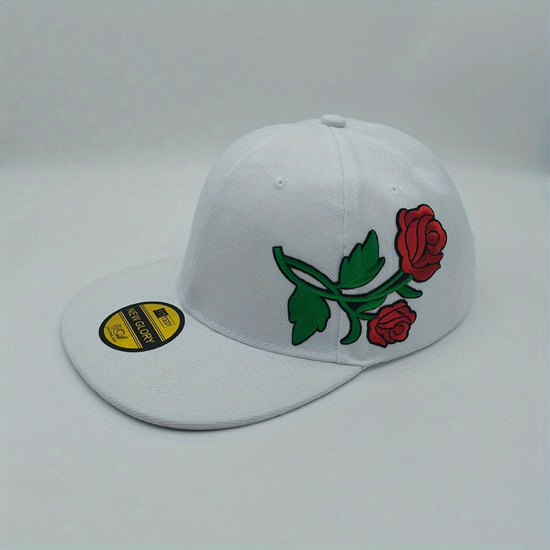 Rose Flower Embroidered Baseball Cap Men Women