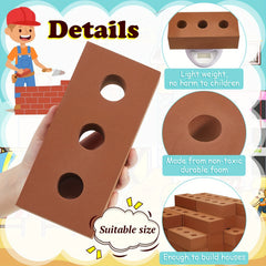 5pcs Foam Cinder Blocks for Kids Safe Non Toxic Brown Building Toys Home D