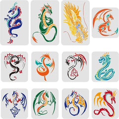 Dragon Pattern Stencils Template Set for Drawing and Painting - Craft Supplies