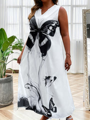 Women's Plus Butterfly Print Maxi Tank Dress
