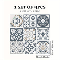 9pcs Mediterranean Style Waterproof Detachable Stickers
