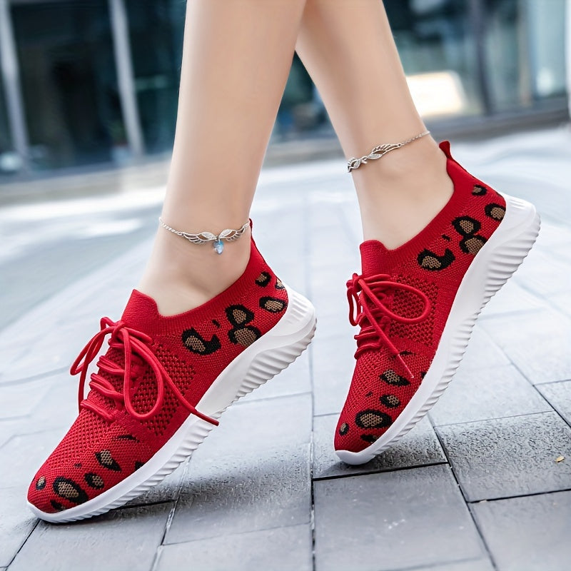 Leopard Print Sock Sneakers Low Top Sports Shoes