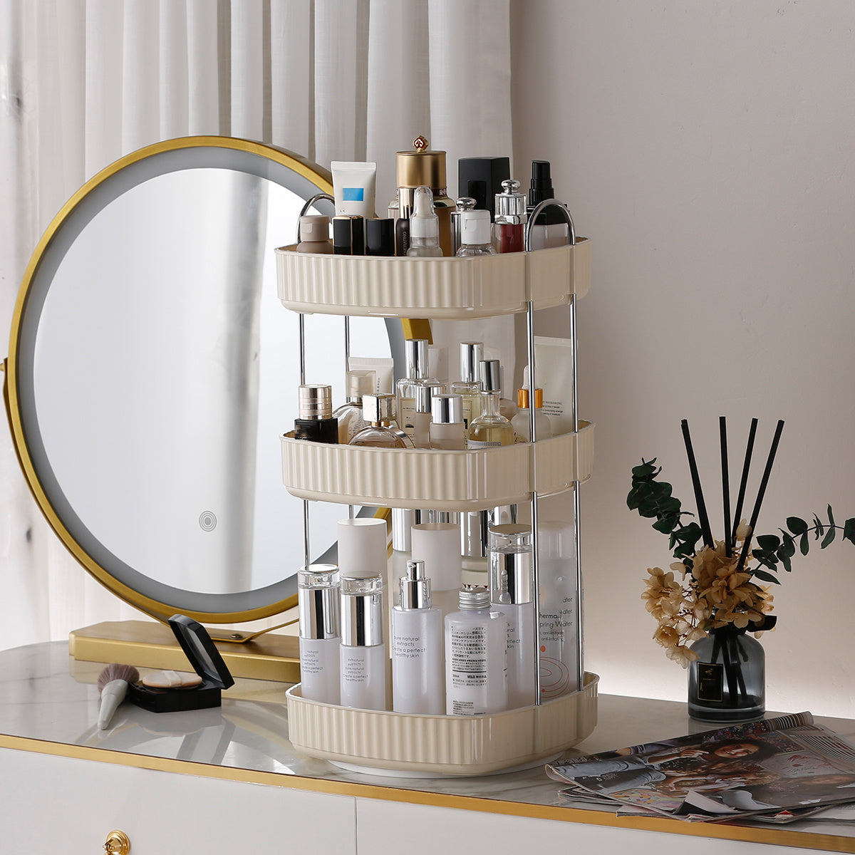 360 Rotating Makeup Organizer for Vanity Skincare Clear Make Up Storage