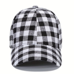 Plaid Print Couple Baseball Cap Classic Cotton Dad Hats for Men Women
