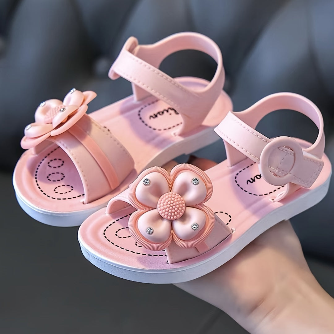 Flower Open Toe Sandals for Baby Girls Non-Slip All Seasons