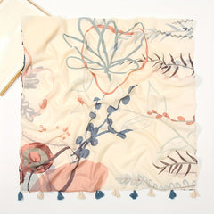 Boho Print Voile Scarf Tassel Shawl Head Wrap Sunscreen Beach Towel
