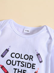 Baby Boy Casual Cotton Romper OUTSIDE THE LINES Long Sleeve Jumpsuit
