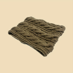 Khaki Ribbed Knit Warm Scarf Coldproof Neck Gaiter Thick Infinity Circle Loop