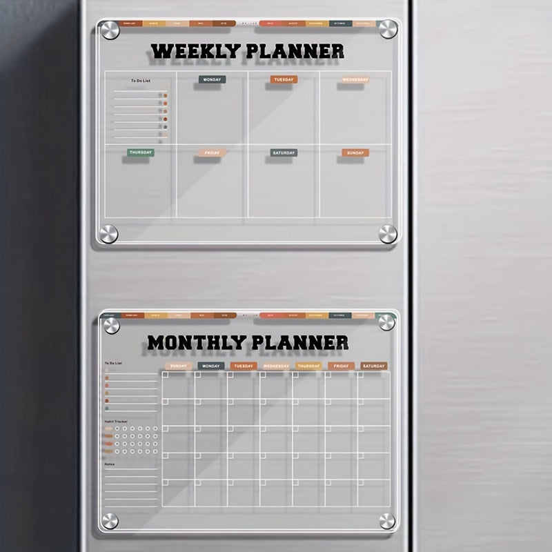 Small Transparent Acrylic Planner Magnetic Board Self Discipline Punching