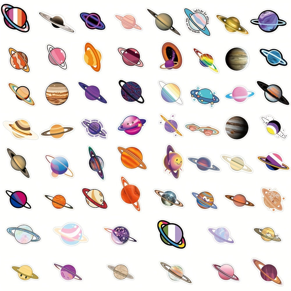 50pcs Fun & Colorful Planet Universe Waterproof Stickers for Kids