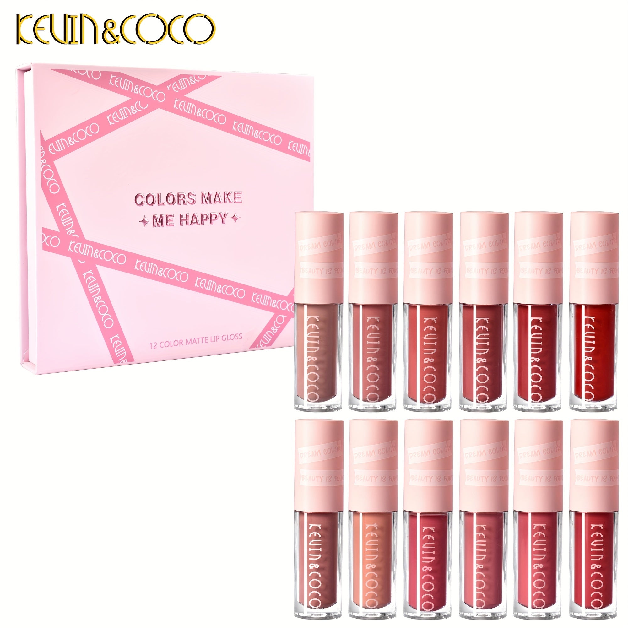 12-Piece Lip Gloss Set: Matte, Velvet, Dewy Finish