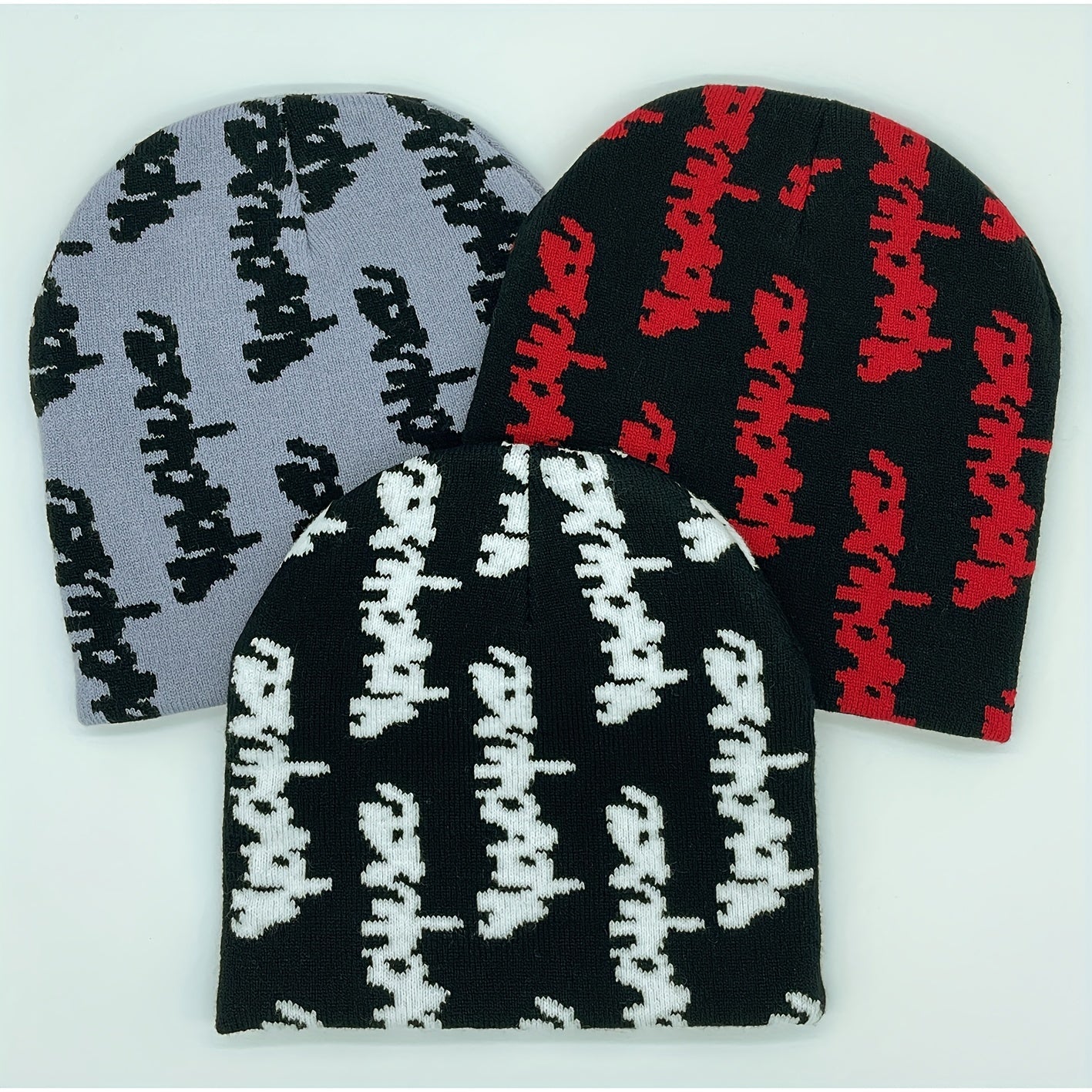 Y2K Jacquard Knitted Hat Hip Hop Outdoor Sports Streetwear