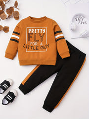 2pcs Boys PRETTY FLY FOR A LITTLE GUY Sweatshirt&Sweatpants Sets