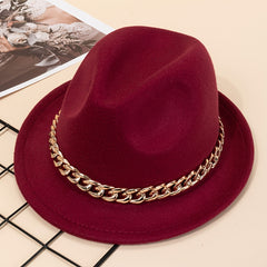 Acrylic Chain Woolen Jazz Top Hat for Gentleman Wedding Jazz Party Dress Cap