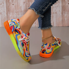 Women's Abstract Canvas Shoes Casual Lace Up Outdoor Shoes