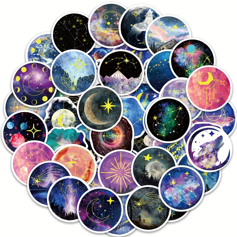 50pcs Moonlight Planet Stickers for Skateboard Laptop Gift Waterproof Graffiti