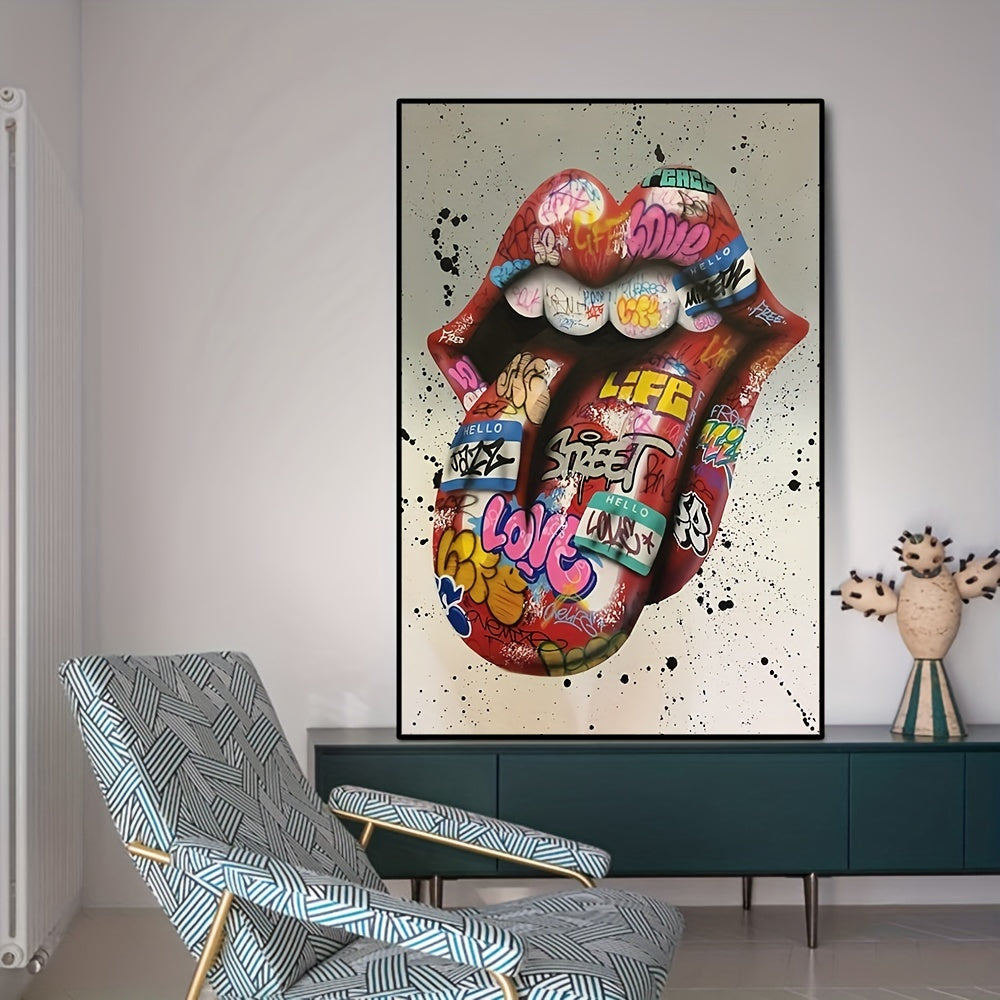 Graffiti Art Wall Paintings Print On Canvas Tongue Street Art Abstract Posters