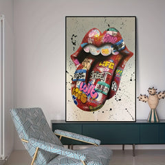 Graffiti Art Wall Paintings Print On Canvas Tongue Street Art Abstract Posters