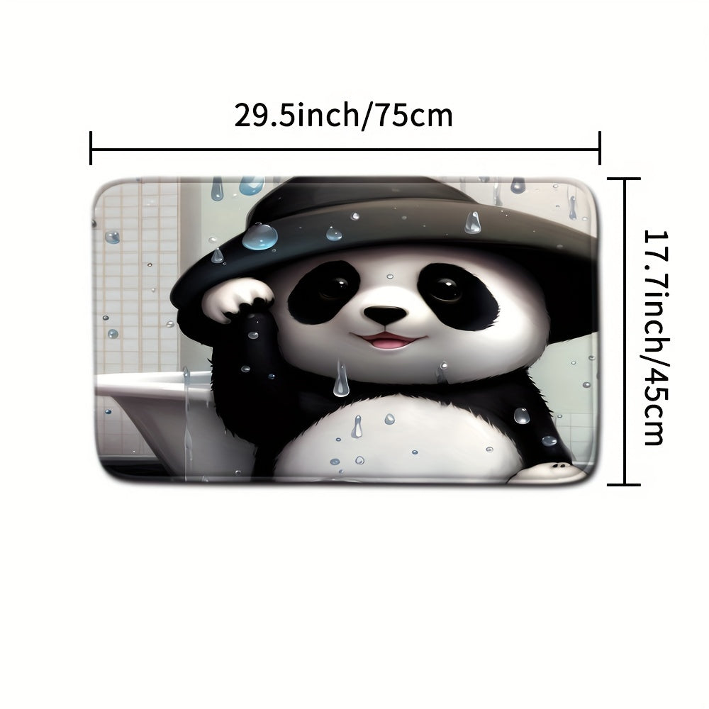 Panda Shower Curtain Set with Rings & Floor Mat - Modern Bathroom Accessory
