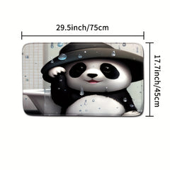 Panda Shower Curtain Set with Rings & Floor Mat - Modern Bathroom Accessory