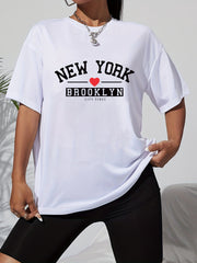 Women's Casual Short Sleeve Sports Top Letter Print Tee
