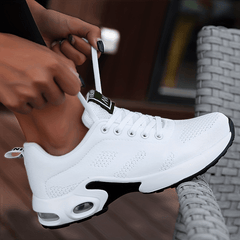 Women's Air Cushion Sneakers Flying Woven Running Shoes Lace Up