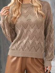 Casual Sweater Women's Solid Hollow Out Long Sleeve